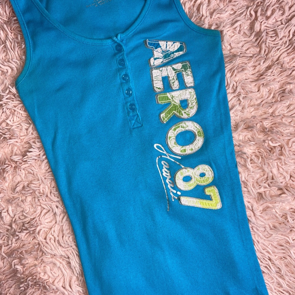 Aéropostale Ribbed Henley Tank with Logo · Size S - Picture 3 of 4